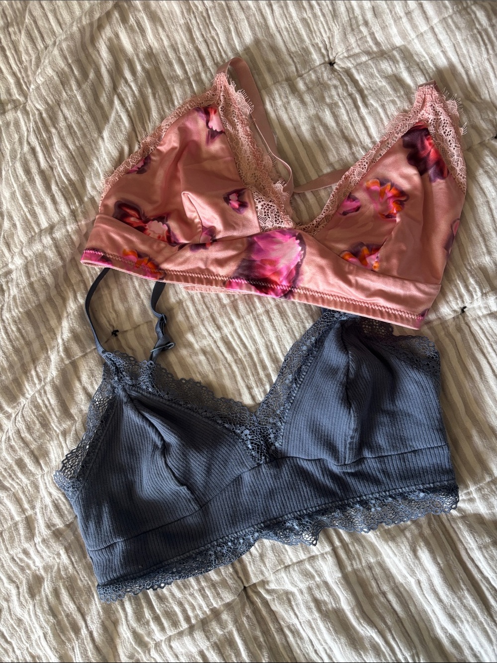 Auden Pink Floral & Slate Lace Colsie Bralette Duo